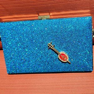 Blue Asian Clutch with Chain Strap